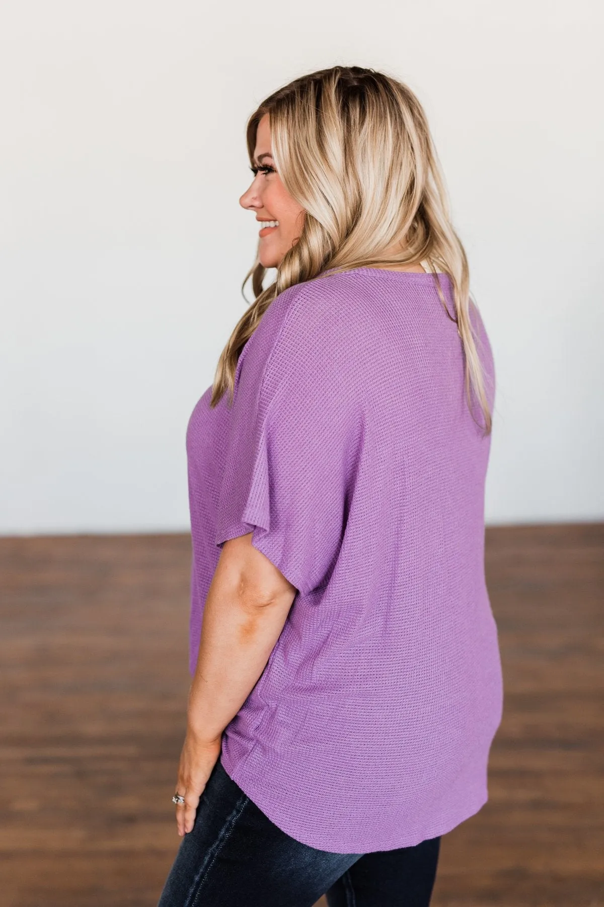 So Much Joy Front Tie Knit Top- Purple