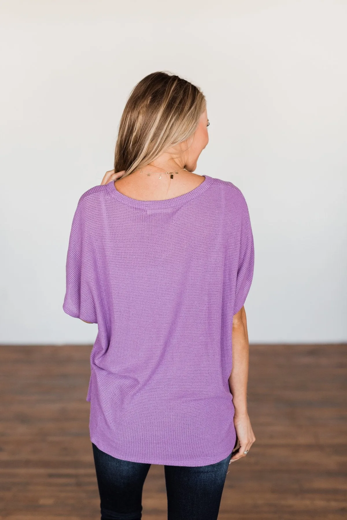 So Much Joy Front Tie Knit Top- Purple