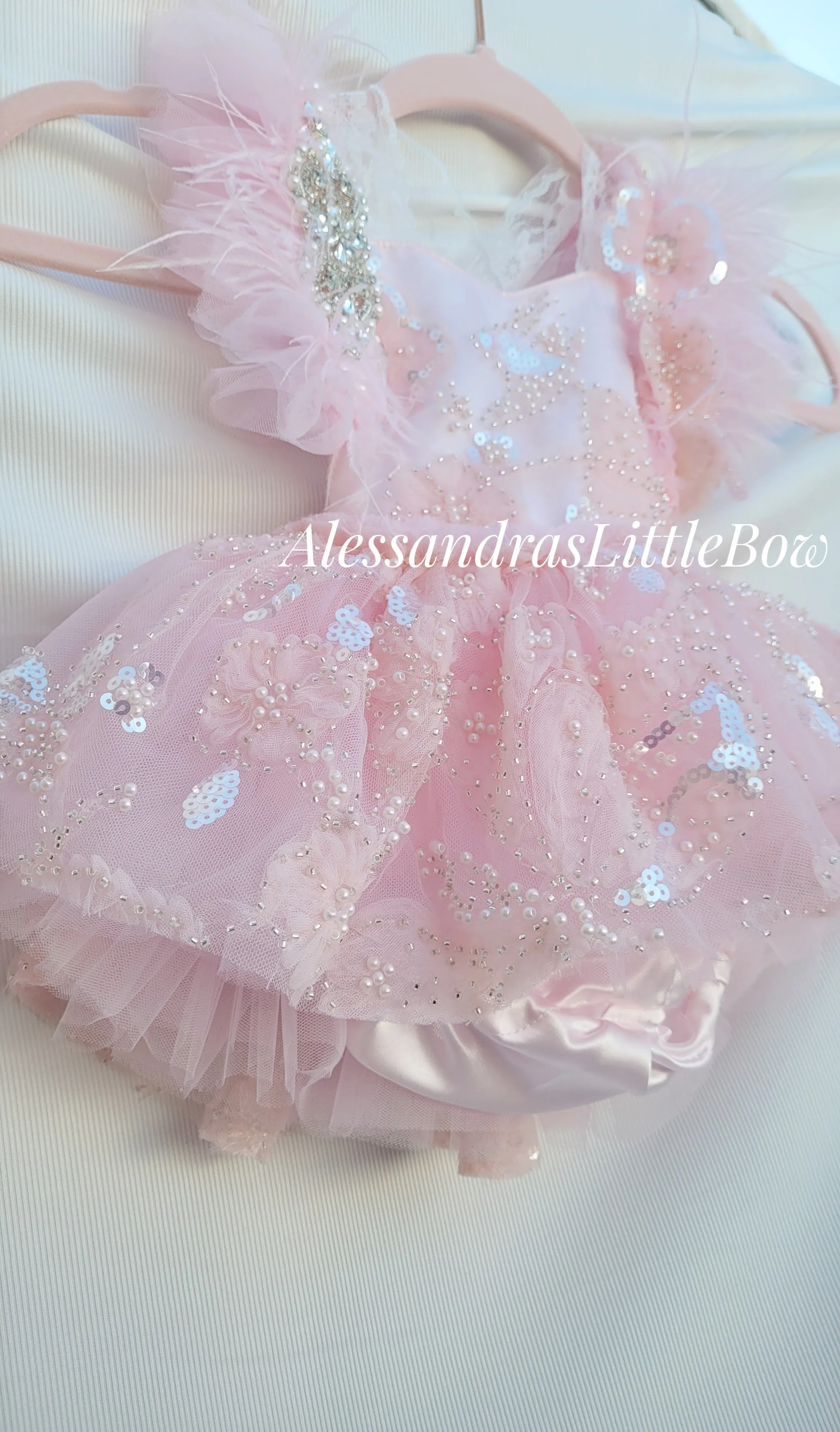 Sparkly Pink Pearl Butterfly Deluxe Couture Romper