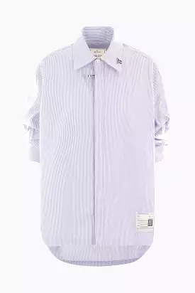 striped cotton rolled-up sleeve shirt