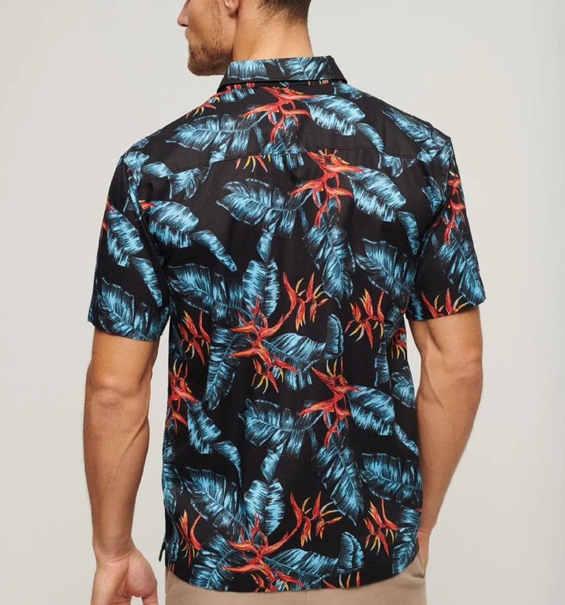 Superdry Vintage Hawaiian Short Sleeve Shirt Dark Navy Fire