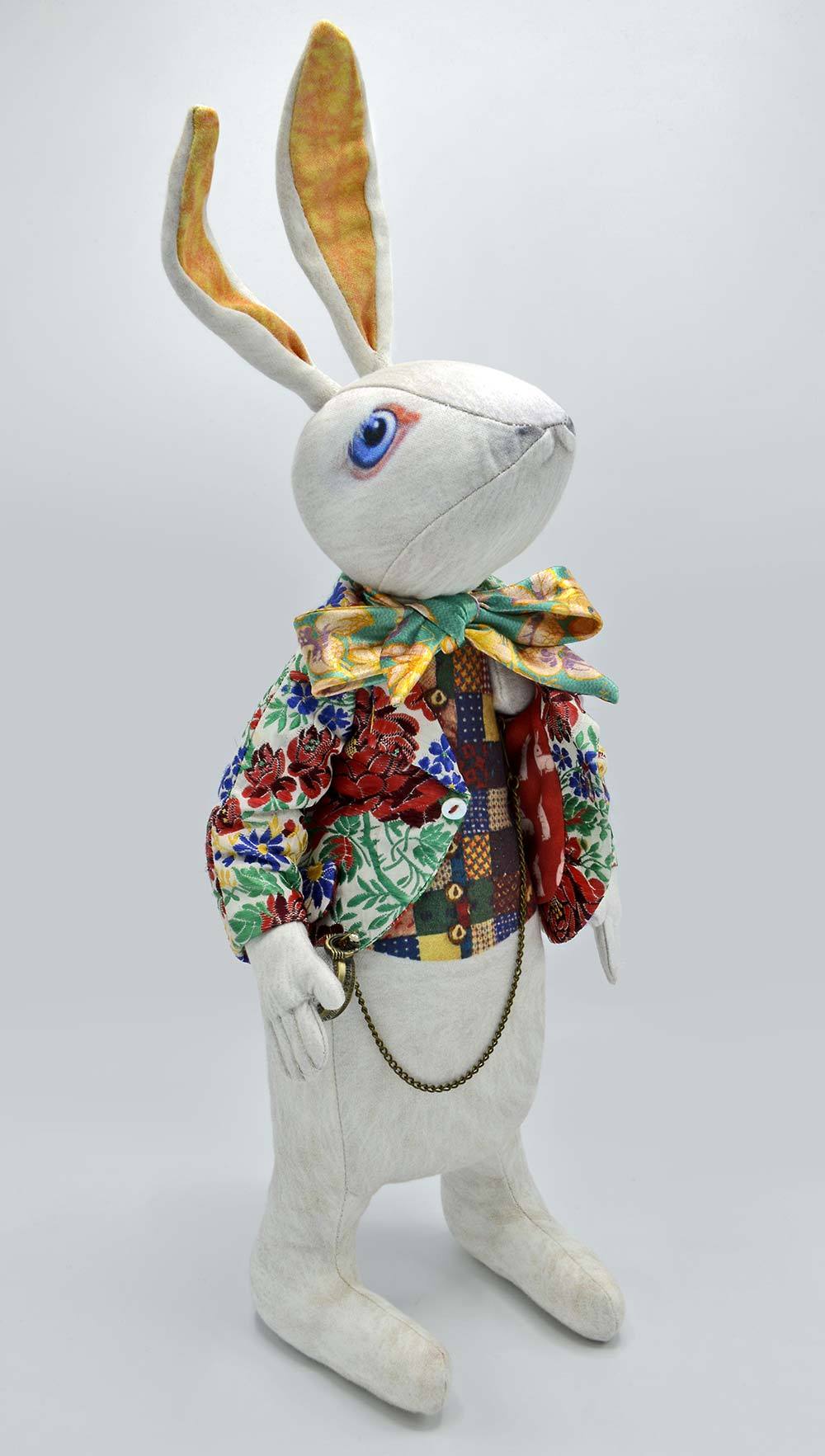 The White Rabbit with jacket in antique Bohemian floral ribbon