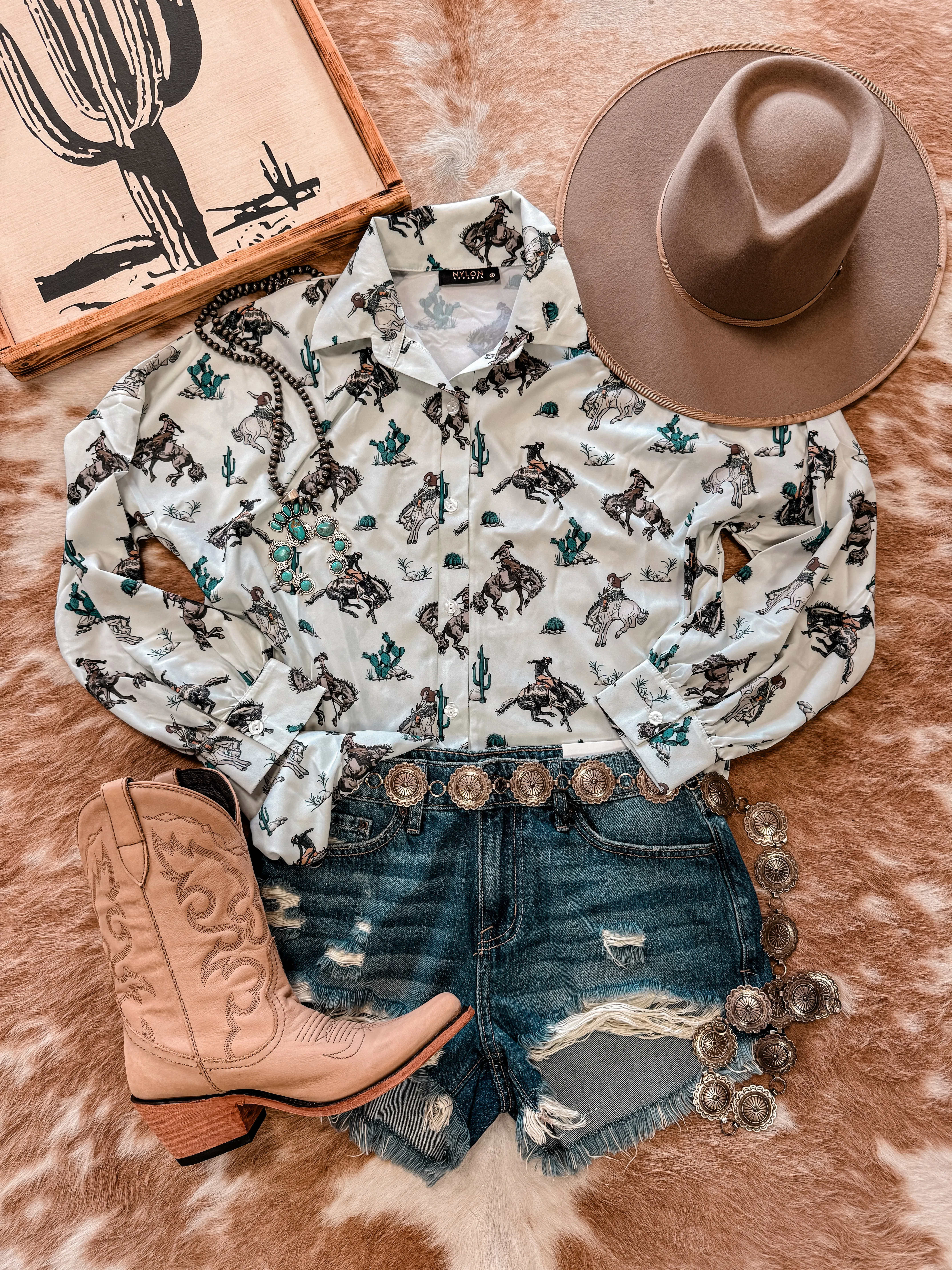 The Wild West Rodeo Button Down Shirt (Baby Blue)