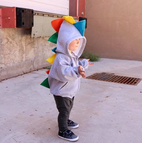 Toddler Dino Hoodie - Cute Boy Dinosaur Hoodie - Primary Colors Dinosaur Sweater - Skittlesaurus