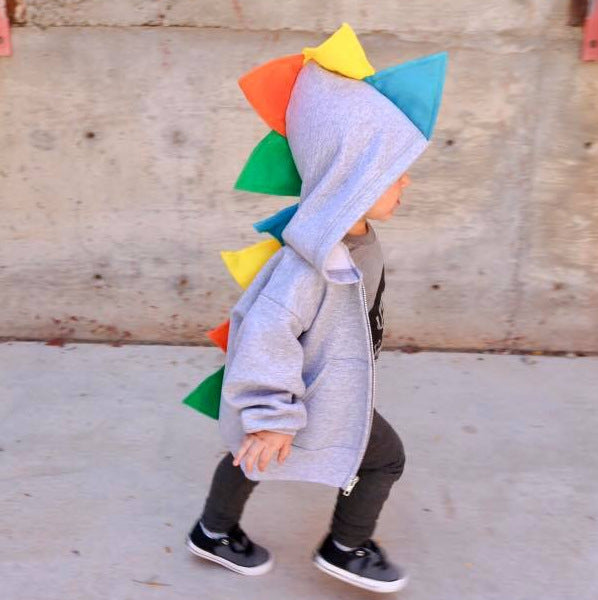 Toddler Dino Hoodie - Cute Boy Dinosaur Hoodie - Primary Colors Dinosaur Sweater - Skittlesaurus