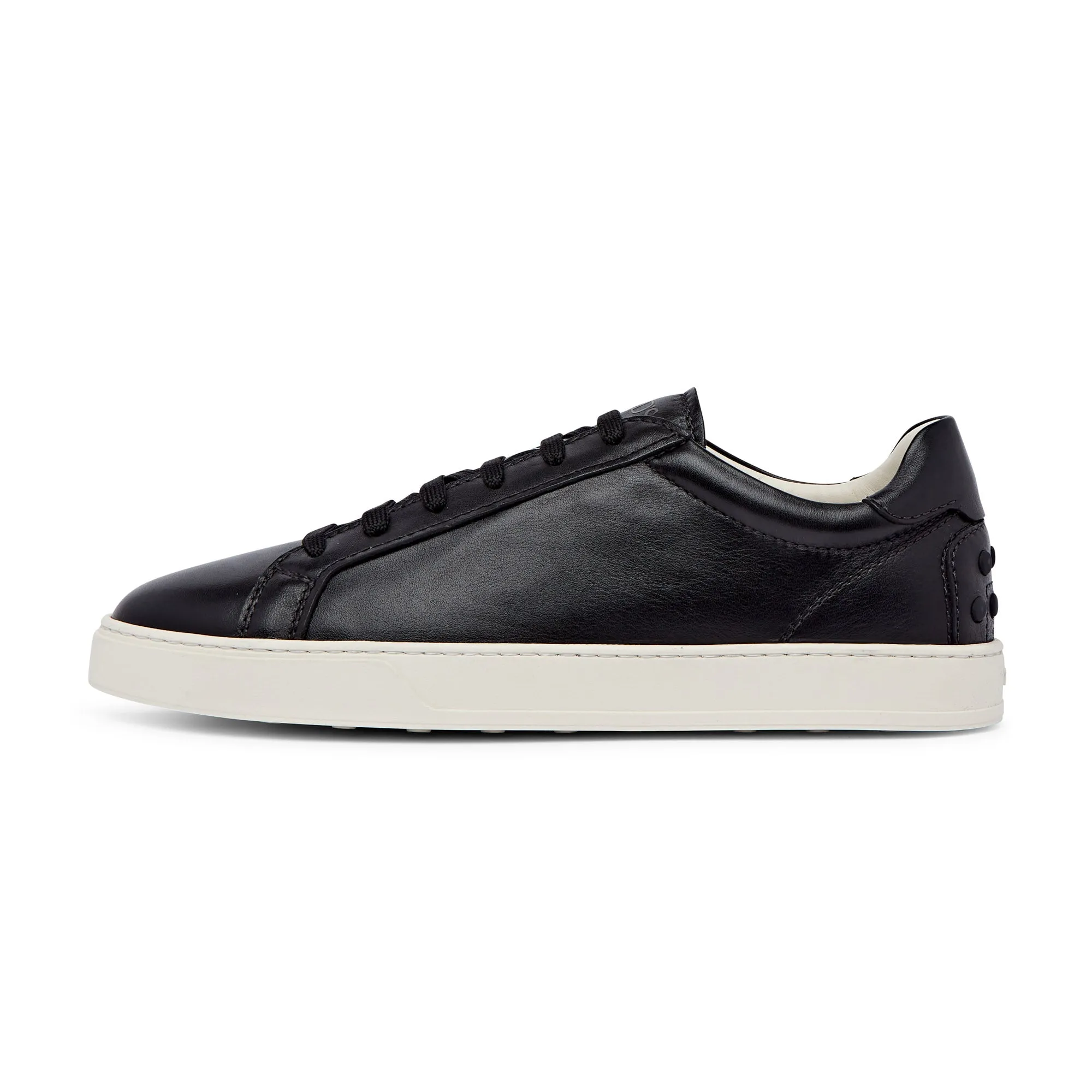 TOD's Low Top Leather Trainer Contrast Sole (Black)