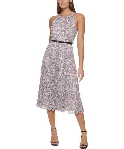 Tommy Hilfiger Womens Printed Calf Midi Dress