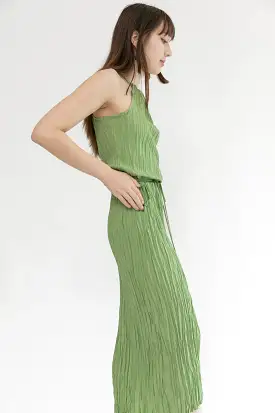 Twisted Maxi Halter Dress | Matcha