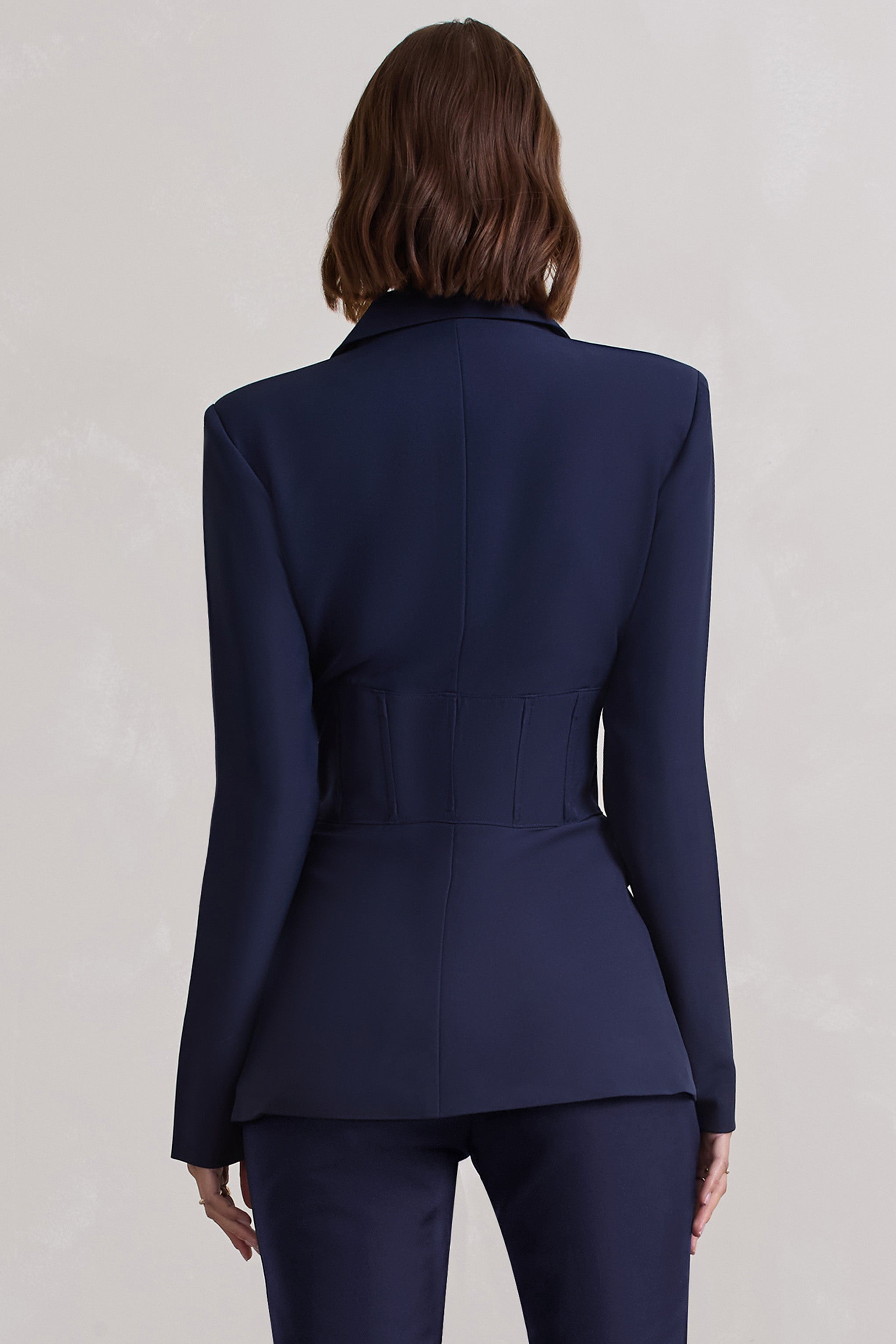 Unbeaten | Navy Fitted Corset Blazer Jacket