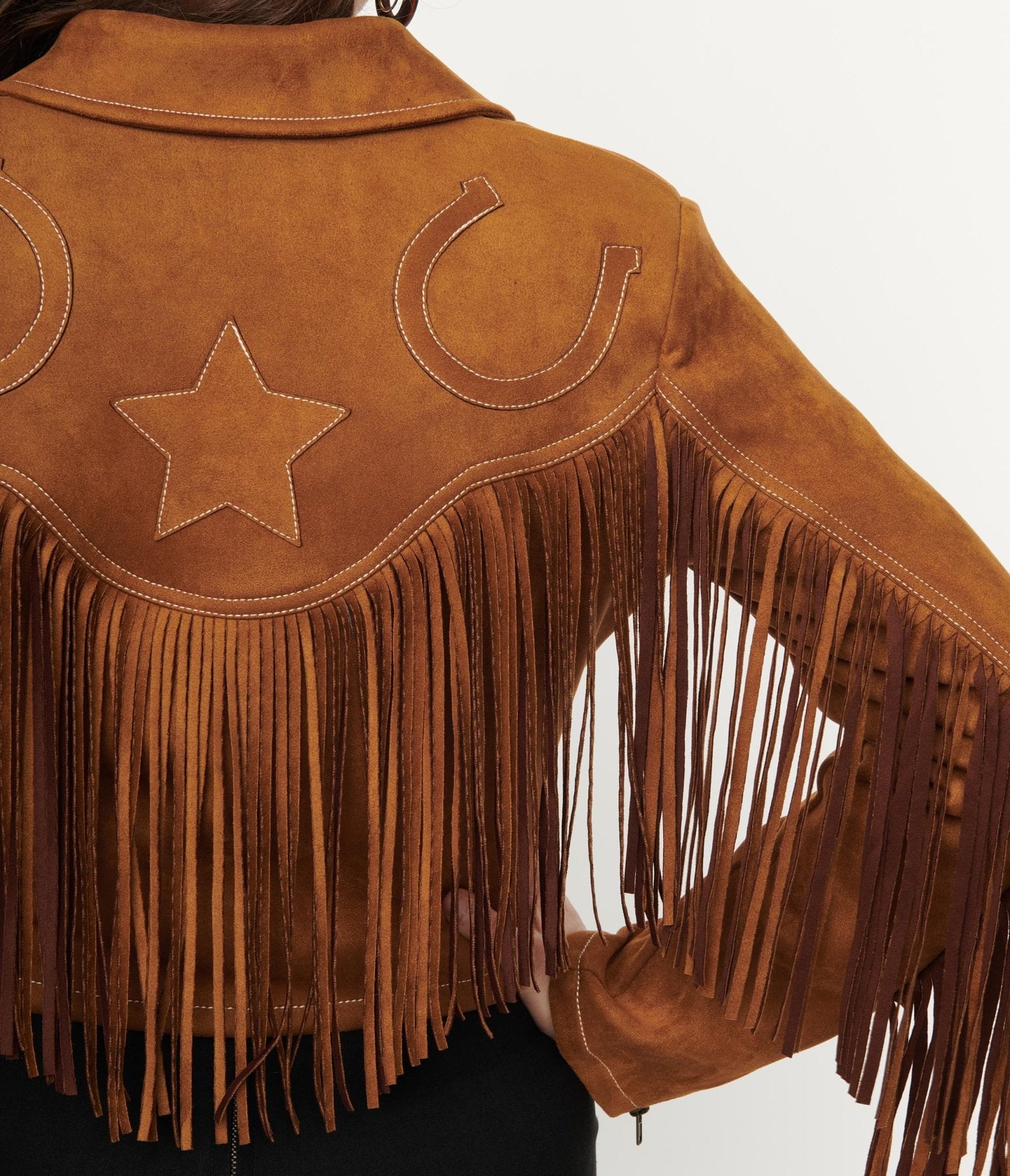 Unique Vintage 1970s Brown Suede Fringe Cattle Call Jacket