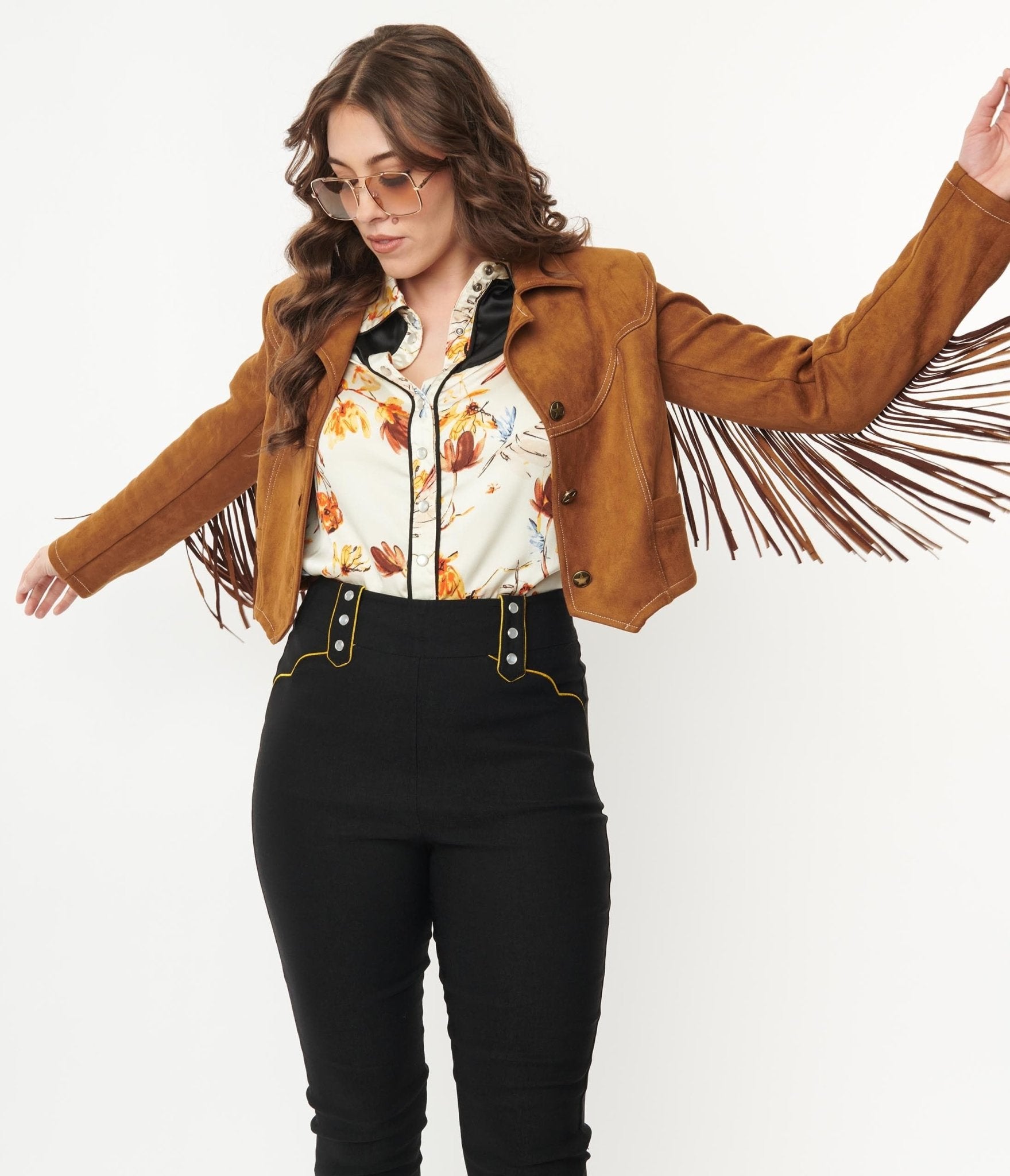 Unique Vintage 1970s Brown Suede Fringe Cattle Call Jacket