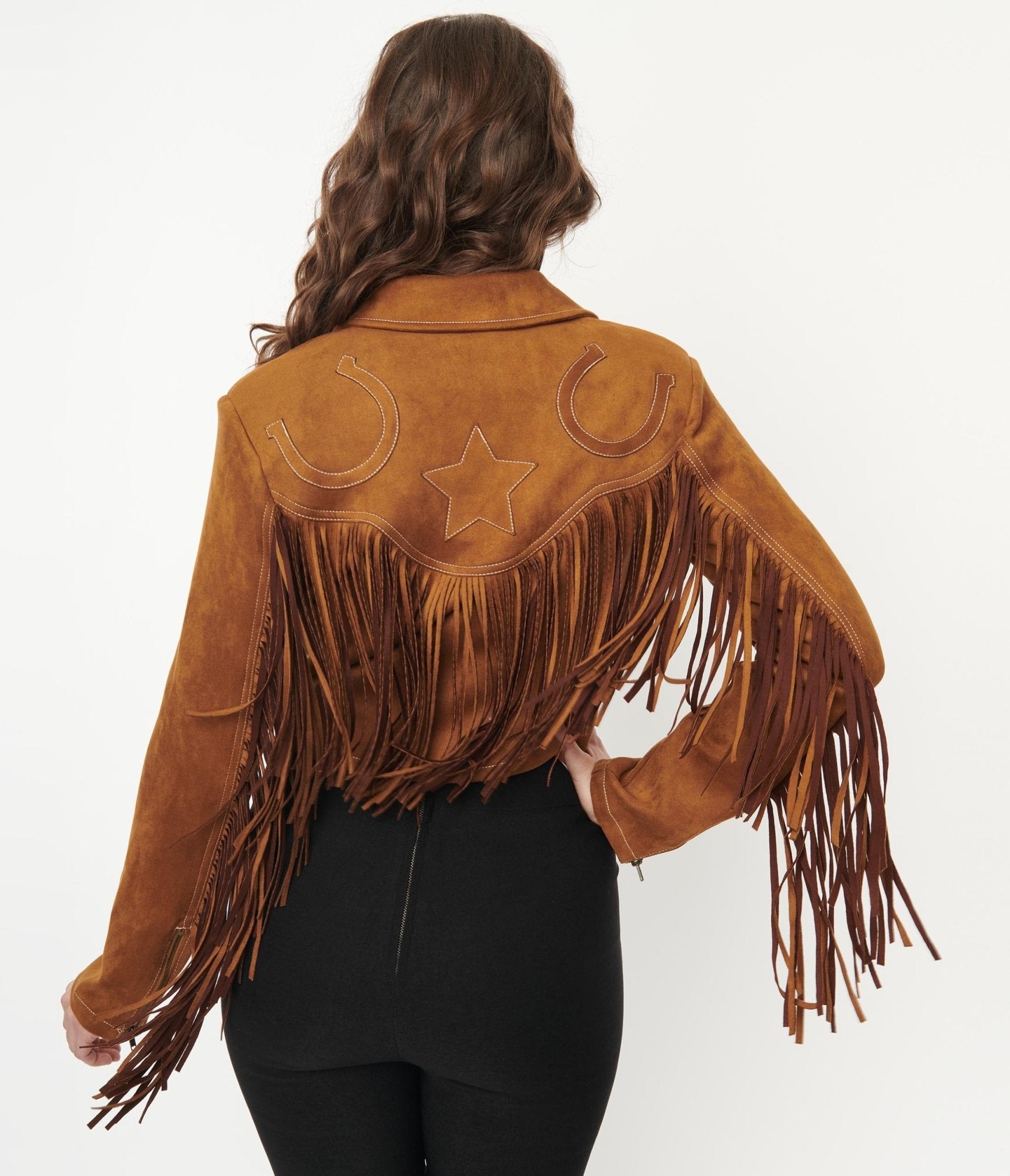 Unique Vintage 1970s Brown Suede Fringe Cattle Call Jacket