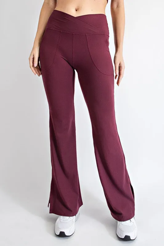 V WAIST FLARED YOGA PANTS WITH POCKETS