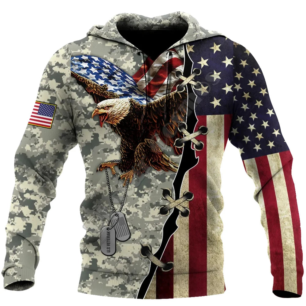 Veteran Military Army Suit Soldier Camo Hoodie