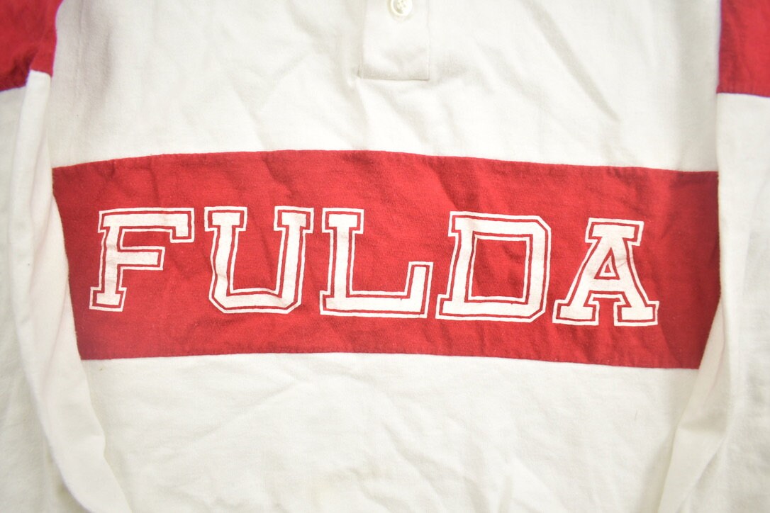 Vintage 1970s Fulda Collard Long Sleeve Button Up Sweatshirt / 90s Crewneck / Made In USA / Streetwear / Long Sleeve Shirt