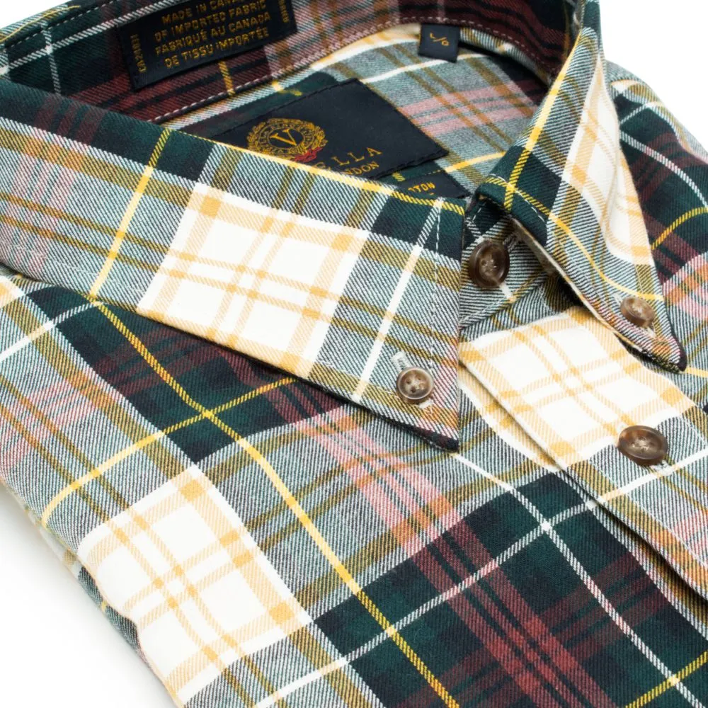 Weathered Campbell Tartan Cotton and Wool Blend Button-Down Shirt (Tailored Fit) by Viyella