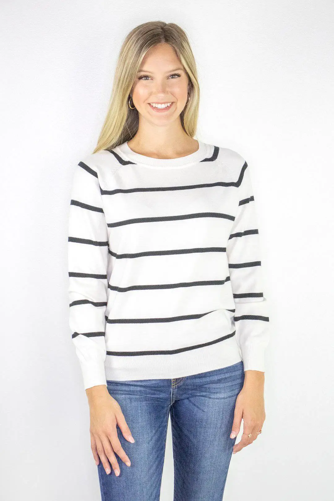 White and Black Stripe Sweater