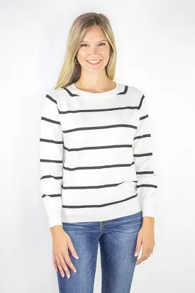 White and Black Stripe Sweater