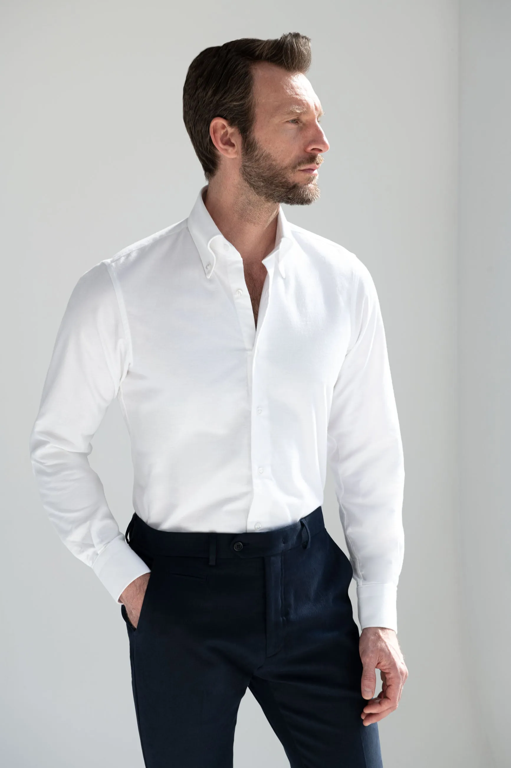 White soft oxford button down shirt - Made In Italy