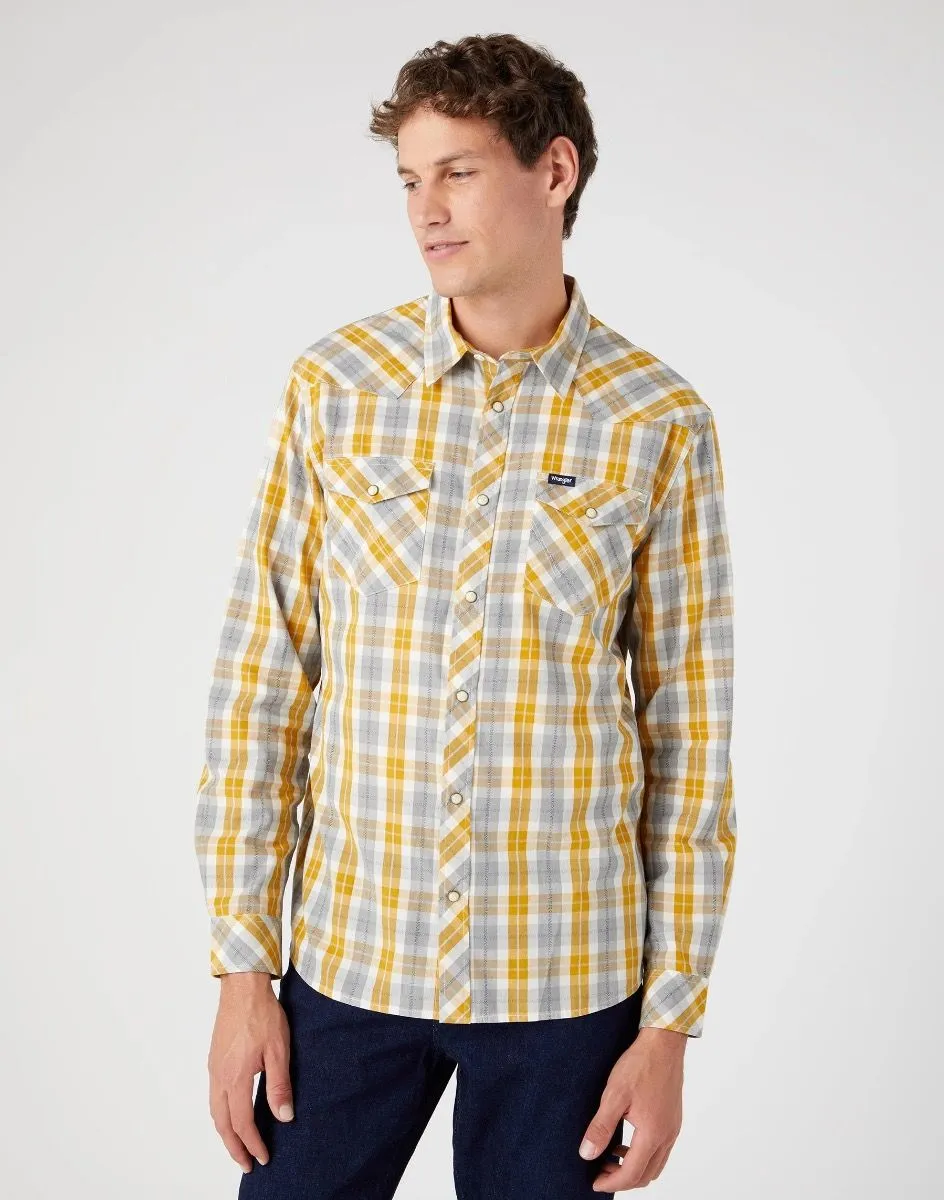 Wrangler Western Check Long Sleeve Shirt Yellow